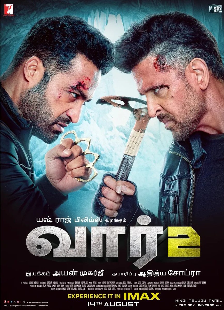 SrVijayalakshmi's tweet image. From August 14 screening #War2 in our screen 💥 Bookings open @TicketNew 

#War2Celebrations #War2trailer #HrithikRoshan #JrNTR #KairaAdvani #YRFSpyUniverse