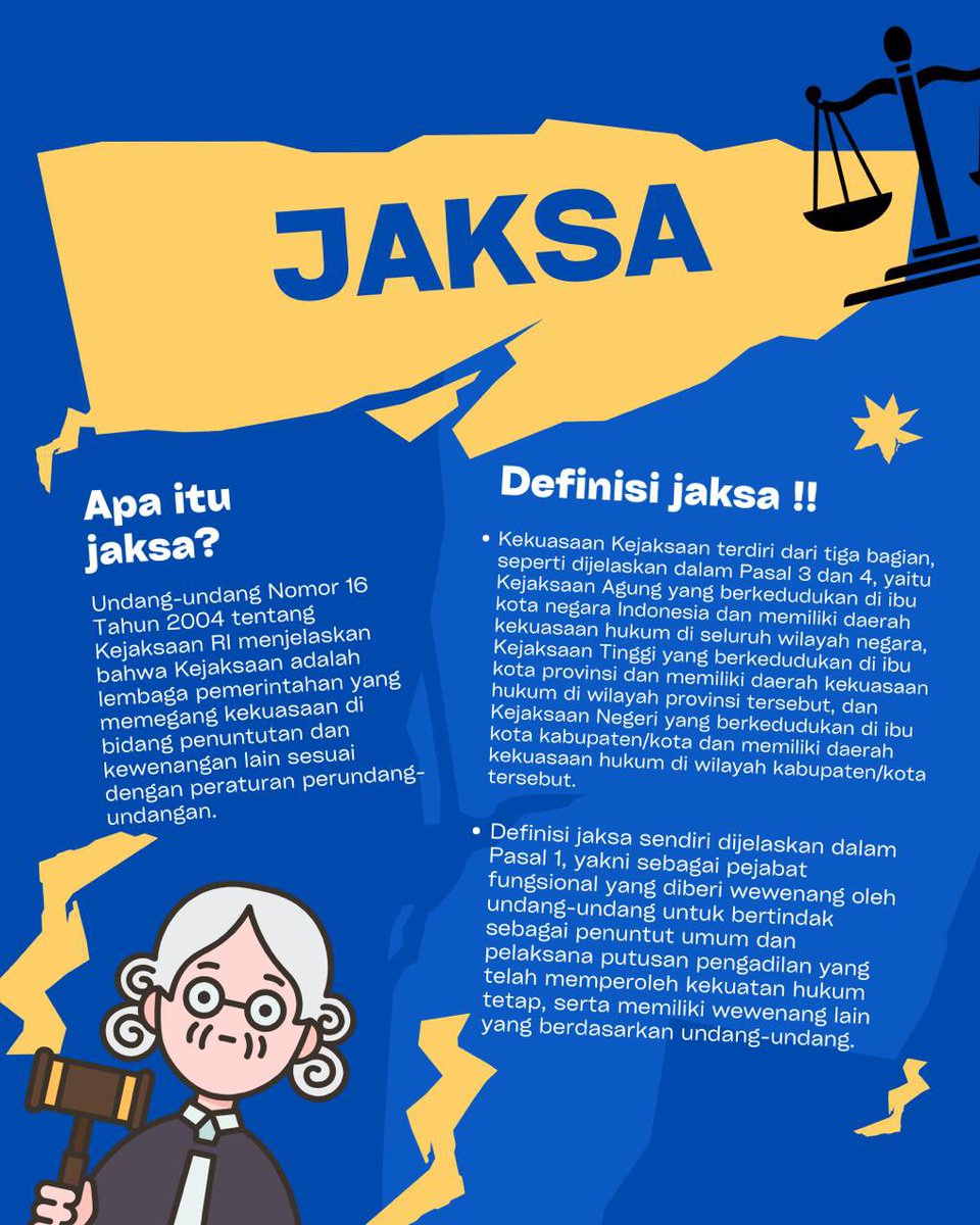 4ngkasaa's tweet photo. Hallo Arunamuda Laksanayudha!
 
Saya Berlian Angkasa dari Universitas Negeri Semarang, Prodi Ilmu Hukum ingin menyampaikan informasi terkait profesi jaksa melalui infografis. https://t.co/gloP1df8LZ