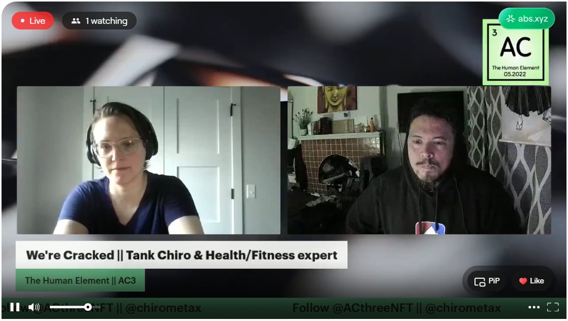 LIVE with <a href="/chirometax/">Tank</a> 

Talking Chiro/Health &amp; Social Media relationships
portal.abs.xyz/stream/ACThree