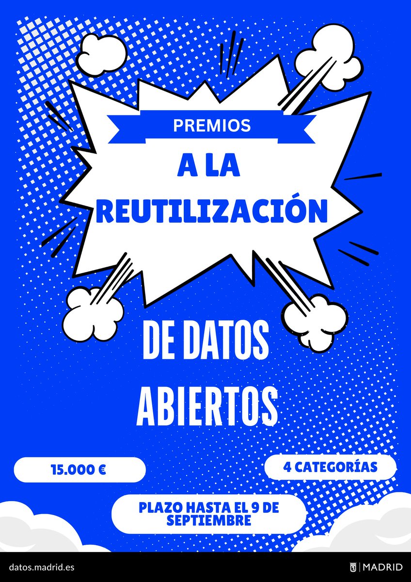 ❓¿Tienes una idea para reutilizar #DatosAbiertosMadrid?
 
☝️ Recuerda: ¡puede que realizarla tenga PREMIO! 🏆🏅💰

📌  Presenta tu proyecto para desarrollar: ⬇️
🌐 Servicios web y aplicaciones.
💡 Estudios, investigaciones e ideas.
💻 Propuestas de mejora de la calidad del