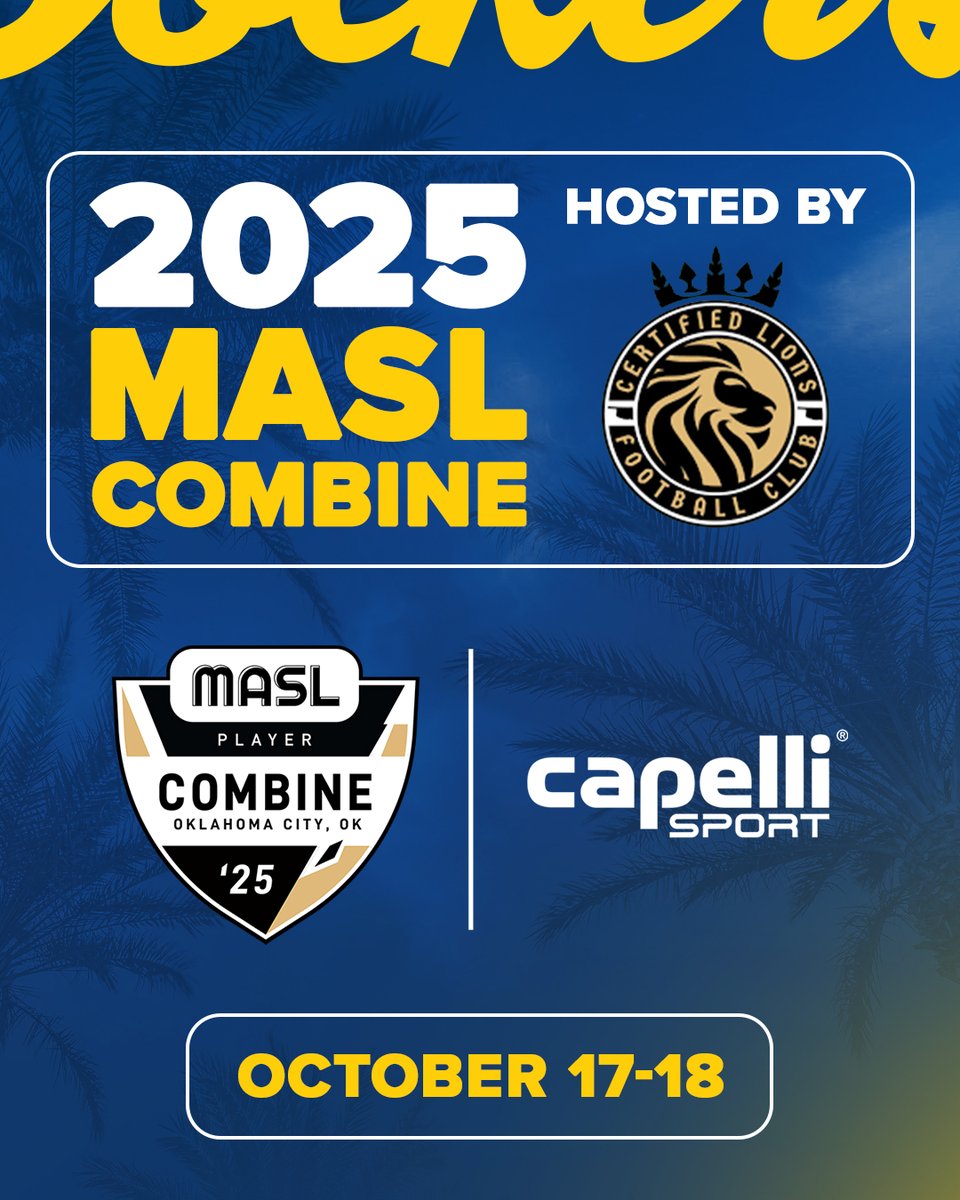 Think you have what it takes to play with the best? 💪⚽️

Join hosts Certified Lions FC in Oklahoma City, OK for two days of high-level training and the opportunity to be scouted by MASL, MASL 2, &amp; MASL 3 teams!

👉 bit.ly/3Jbbyjh