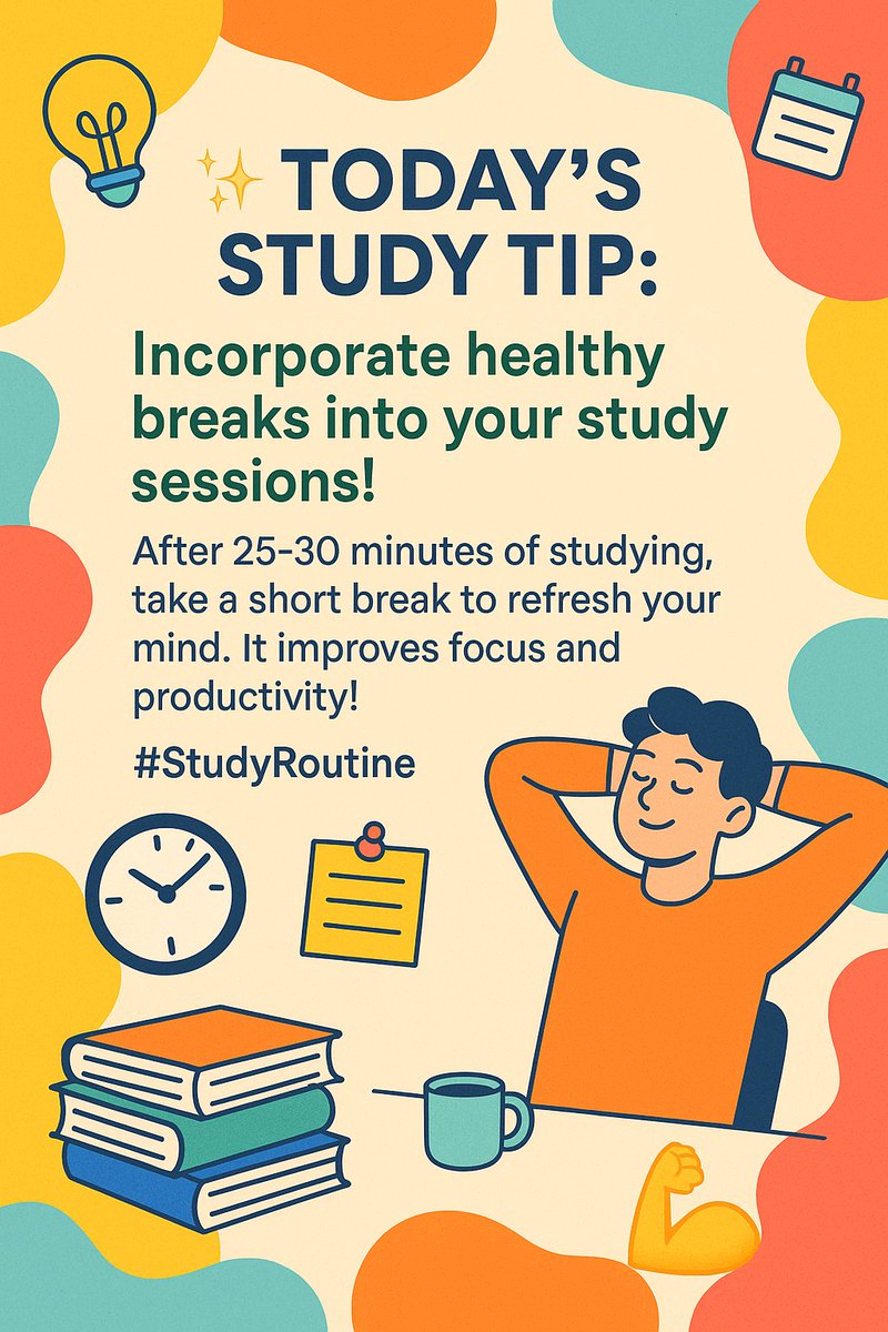 allrounder_ai's tweet image. ✨ Study Tip: Incorporate healthy breaks into your study sessions! After 25-30 minutes of studying, take a short break to refresh your mind. It boosts focus & productivity! 💪
Discover more study tips at AllRounder.ai!
#StudyRoutine #ProductivityHacks #MotivationBoost