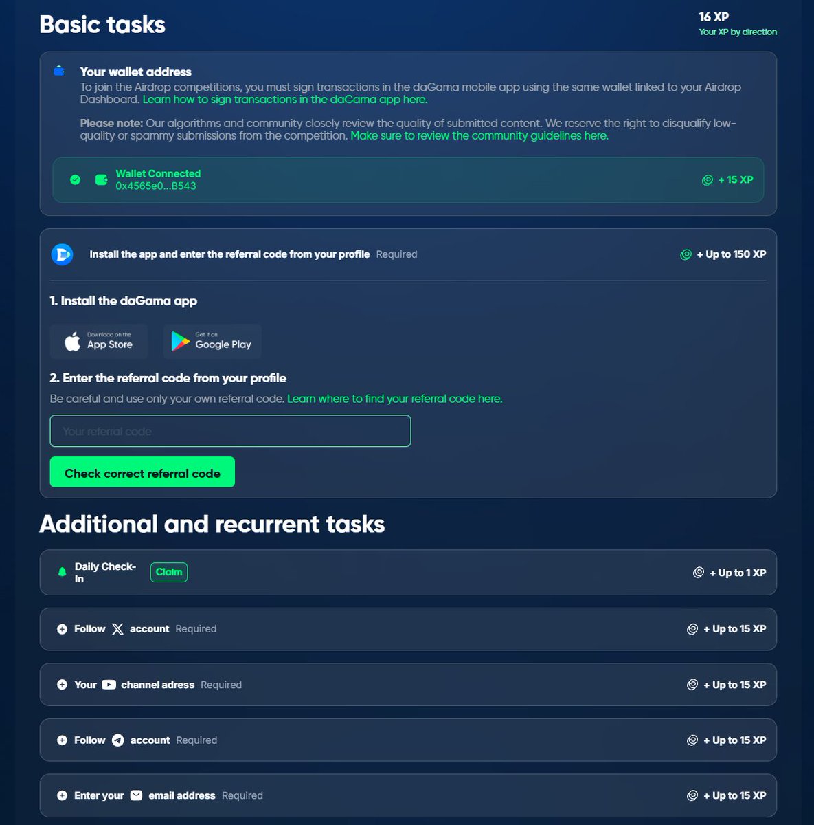 Sam_web4's tweet photo. If you’ve been waiting for an airdrop that actually hits, this is the one.

@dagama_world just kicked off a massive campaign, and they’re rewarding real contributions: Twitter, YouTube, testnet, referrals... the whole thing.

The TGE is coming up quick, so now’s the time to get in.

Why it’s worth checking out:

✅ Already live on Arbitrum with solid traction
✅ First RWL product of its kind
✅ Backed by serious names in the space
✅ TGE hitting major exchanges soon

Here’s how to get in:

👉 Head to: https://t.co/48D2N8m0DH
👉 Connect your wallet
👉 Complete the base tasks
👉 Choose your direction
👉 Climb the leaderboard by completing your directions tasks
👉 Track your rewards in your dashboard

This isn’t just another hype drop... It’s competitive, on-chain, and actually built around community and utility.

If you’re gonna grind, make it count.

LFG 🚀