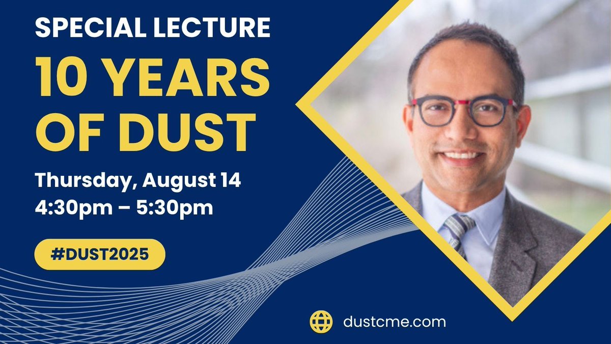 dustcme's tweet photo. Don't miss our Special Lecture: Ten Years of DUST with Khurshid Ghani, MBChB, MS, FRCS! On Thursday, August 14 from 4:30pm – 5:30pm during #DUST2025.
Forgot to register? You still can!
Secure Your Spot Now: https://t.co/BmbfwHLv16
#DUSTCME @peepeeDoctor https://t.co/gRHjBSuaUY
