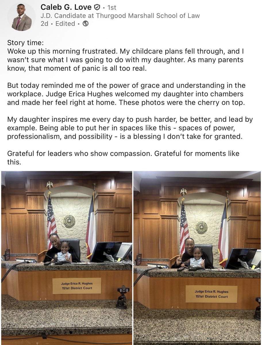 EHughes4Judge's tweet photo. Hello Houston!
I just want to say how proud I am my intern, Caleb Love. Moments like this remind me how important and how much of a joy it is to support the next generation of leaders in law. ⚖️ #FutureOfLaw #JudgeHughes #151stDistrictCourt #MoreThanaRobe https://t.co/hg77JnNlJ4