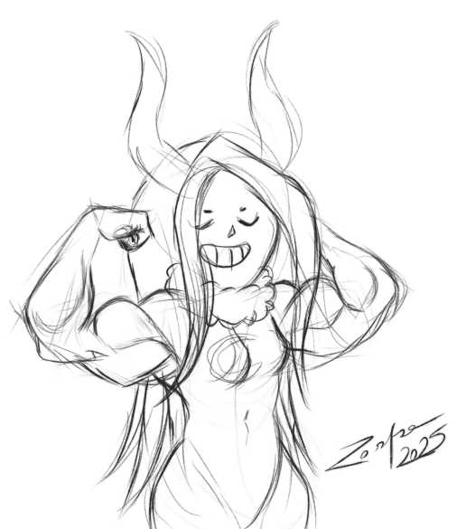 Muscle girl doodle