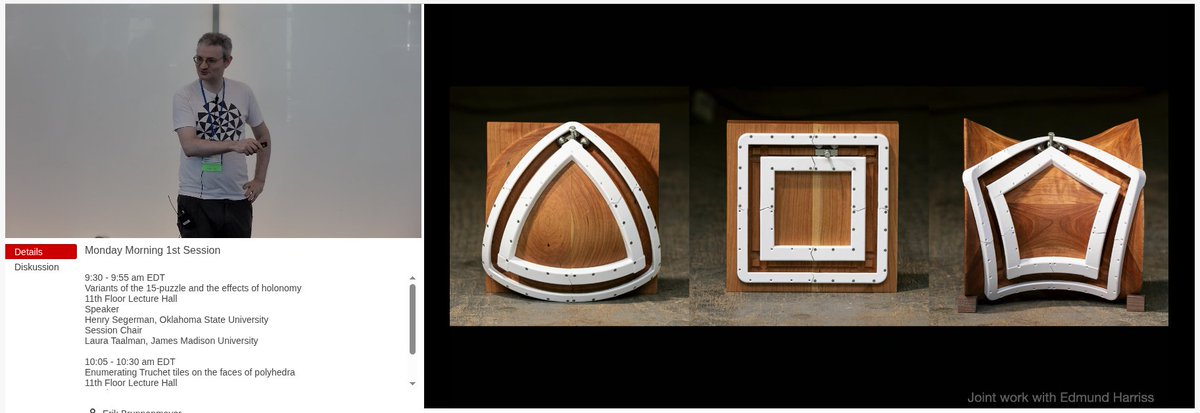 The first talk, kicking off the #illustratingMath topical workshop at <a href="/ICERM/">ICERM</a> is by <a href="/henryseg/">Henry Segerman</a> on "Variants of the 15-puzzle and the effects of holonomy." Henry shows us different variations of puzzles, all using holonomy in one way or another. I'm now itching to play with these.