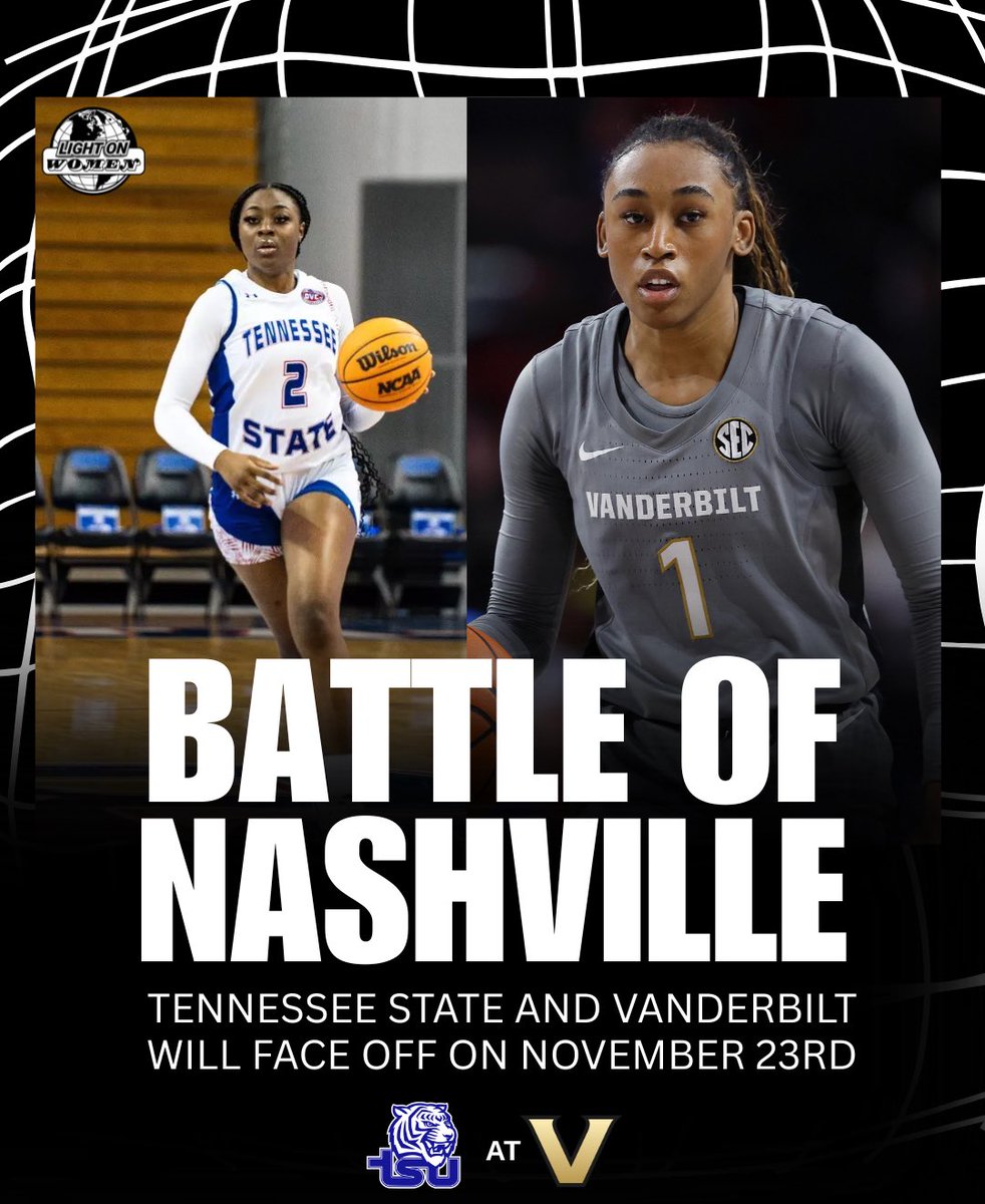 LIGHT ON COLLEGE SPORTS (@lightonsports) on Twitter photo WBB News: Tennessee State and Vanderbilt will be facing off in a Battle of Nashville, on November 23rd, for the first time since 2019. 🍿🔥
(via <a href="/VandyWBB/">Vanderbilt WBB</a>) WBB News: Tennessee State and Vanderbilt will be facing off in a Battle of Nashville, on November 23rd, for the first time since 2019. 🍿🔥
(via <a href="/VandyWBB/">Vanderbilt WBB</a>)