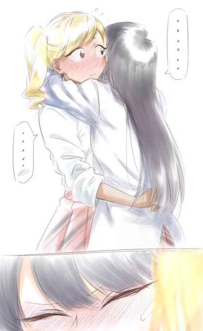 再掲:ハグしてお互いの好きなところを言うゲームをやらされて仕方なくやるも恥ずかしくて何も言えない古見さんと万場木さん 