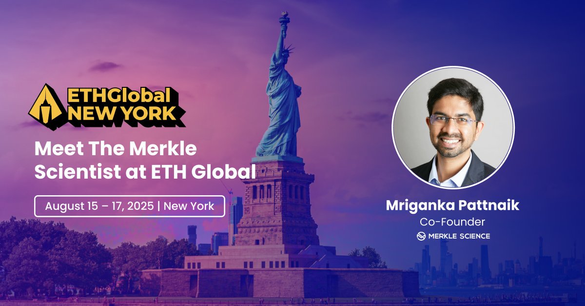 Merkle Science (@merklescience) on Twitter photo Our co-founder <a href="/MrigankPattnaik/">Mriganka Pattnaik</a> is heading to ETHGlobal NYC π½
If you're building in crypto and want to talk forensics, attribution, or the future of complianceβletβs connect.
π Aug 15β17 | NYC Our co-founder <a href="/MrigankPattnaik/">Mriganka Pattnaik</a> is heading to ETHGlobal NYC π½
If you're building in crypto and want to talk forensics, attribution, or the future of complianceβletβs connect.
π Aug 15β17 | NYC
