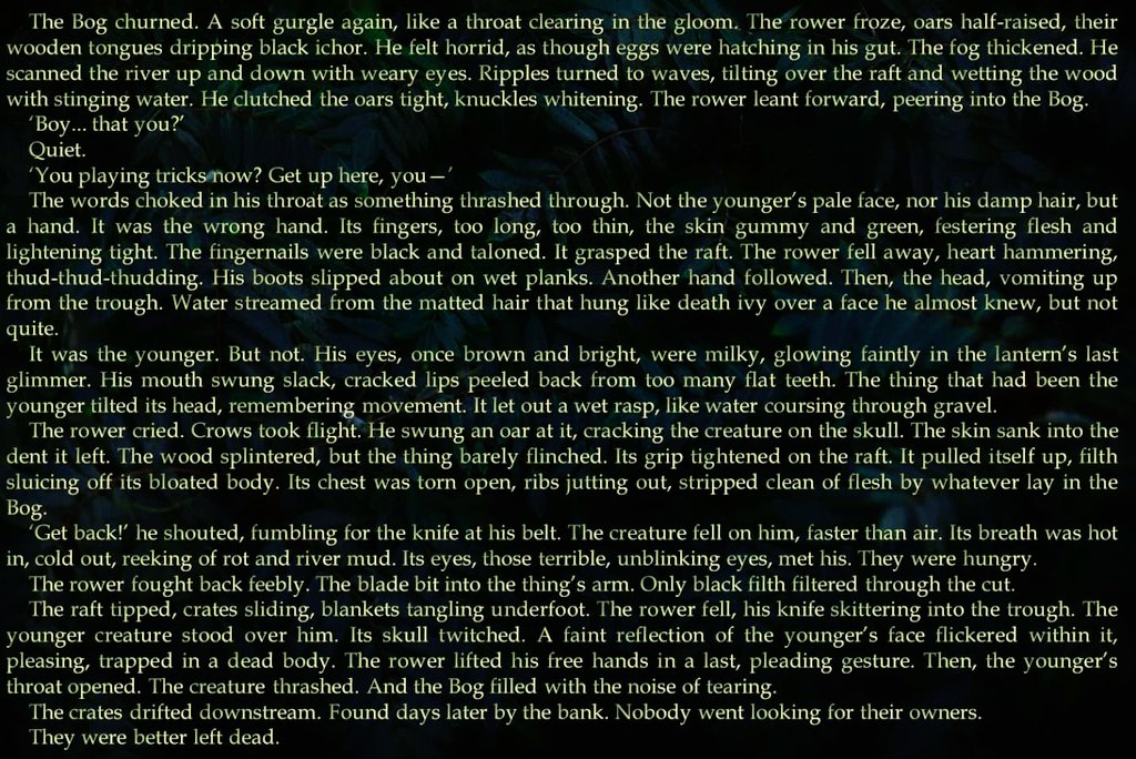 CrabbeToby's tweet image. 'BETTER LEFT DEAD', Zombie Horror Flash Fiction Featuring a Swamp and TWO Smugglers 🛶🧟‍♂️🩸 #zombies #flashfiction #writingcommumity #Horror