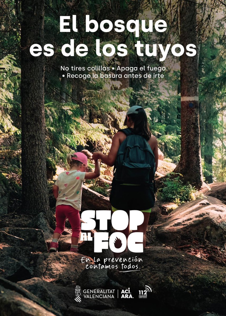 Generalitat (@generalitat) on Twitter photo 📢🚨 <a href="/GVAEmergencias/">GVA Emergències i Interior</a> establix el nivell de preemergència extrem per risc d'incendis forestals 🌳
❌ Recorda que està prohibit ⤵
🔥Encendre qualsevol tipus de foc en terreny forestal
🚜Fer treballs mecànics en zona forestal
👉 Extrema les precaucions
📱 i telefona al 1·1·2 si 📢🚨 <a href="/GVAEmergencias/">GVA Emergències i Interior</a> establix el nivell de preemergència extrem per risc d'incendis forestals 🌳
❌ Recorda que està prohibit ⤵
🔥Encendre qualsevol tipus de foc en terreny forestal
🚜Fer treballs mecànics en zona forestal
👉 Extrema les precaucions
📱 i telefona al 1·1·2 si