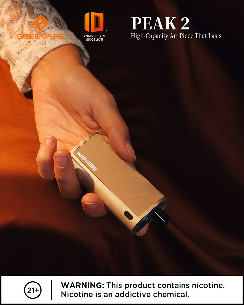 GeekvapeTech's tweet photo. ✨ Geekvape Peak 2 — High-Capacity Art Piece That Lasts
Whether it’s the elegant Champagne Gold or the bold and vibrant Red, Peak 2 is your portable masterpiece.
💡 Which Peak 2 color is your pick?
👇 Tell us in the comments!

👉 https://t.co/7w4AAeLOSo
#Geekvape #Peak2 #VapeWithStyle #Geekvape10th #VapeMood #VapeArt
