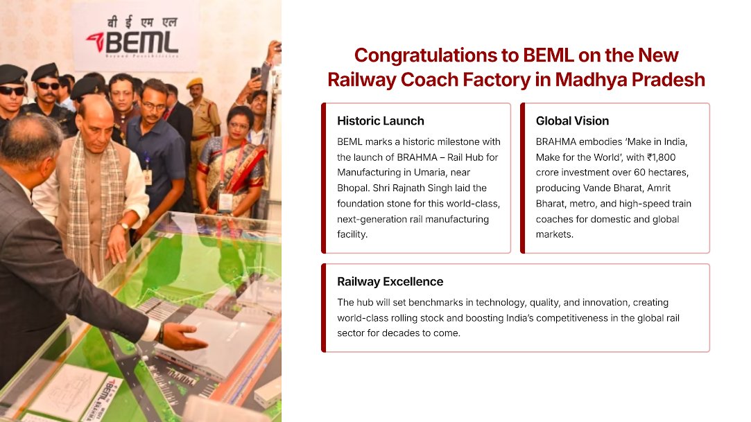 RailAnalysis's tweet photo. BRAHMA–#BEML #RailHub #foundationlaid in #MadhyaPradesh, Boosting ‘#MakeinIndia’ initiative

Read more: https://t.co/N5ZRa9qSmV

#Railmanufacturinghub #BrahmaBEML #Manufacturingfacility #Railinfrastructure #Rollingstock #Production #Metrocoaches #Vandebharat #Railanalysis https://t.co/DNKjrkRSCx