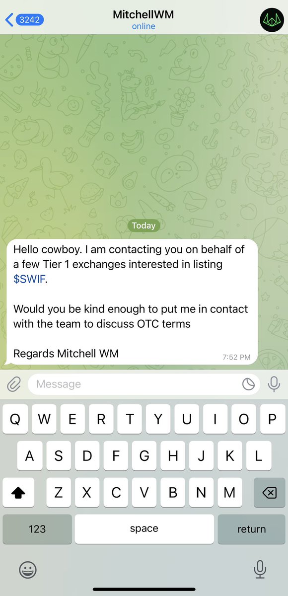 Straya_'s tweet photo. Ummmm, Someone just DM’d me claiming to be working for @wintermute_t 

He said tier 1 exchanges are wanting OTC to list $SWIF

Wow we are early. Just look at the chart, even exchanges are feeling Sheeplined 😳😳😳

9hdynudAhhWzuNFAnpz7NjvdKMfh9z8mcZKNYHuAUgJQ https://t.co/PaHN4Amz0R