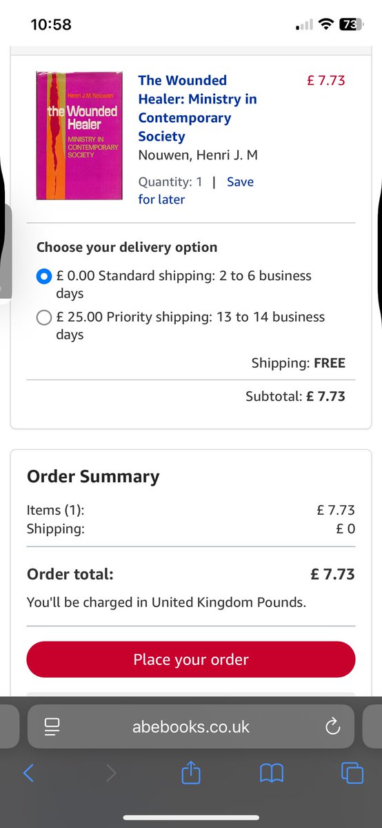 Pay more deliver later seems to be the approach from Abe Books… 🤣 of course I paid the £25…
