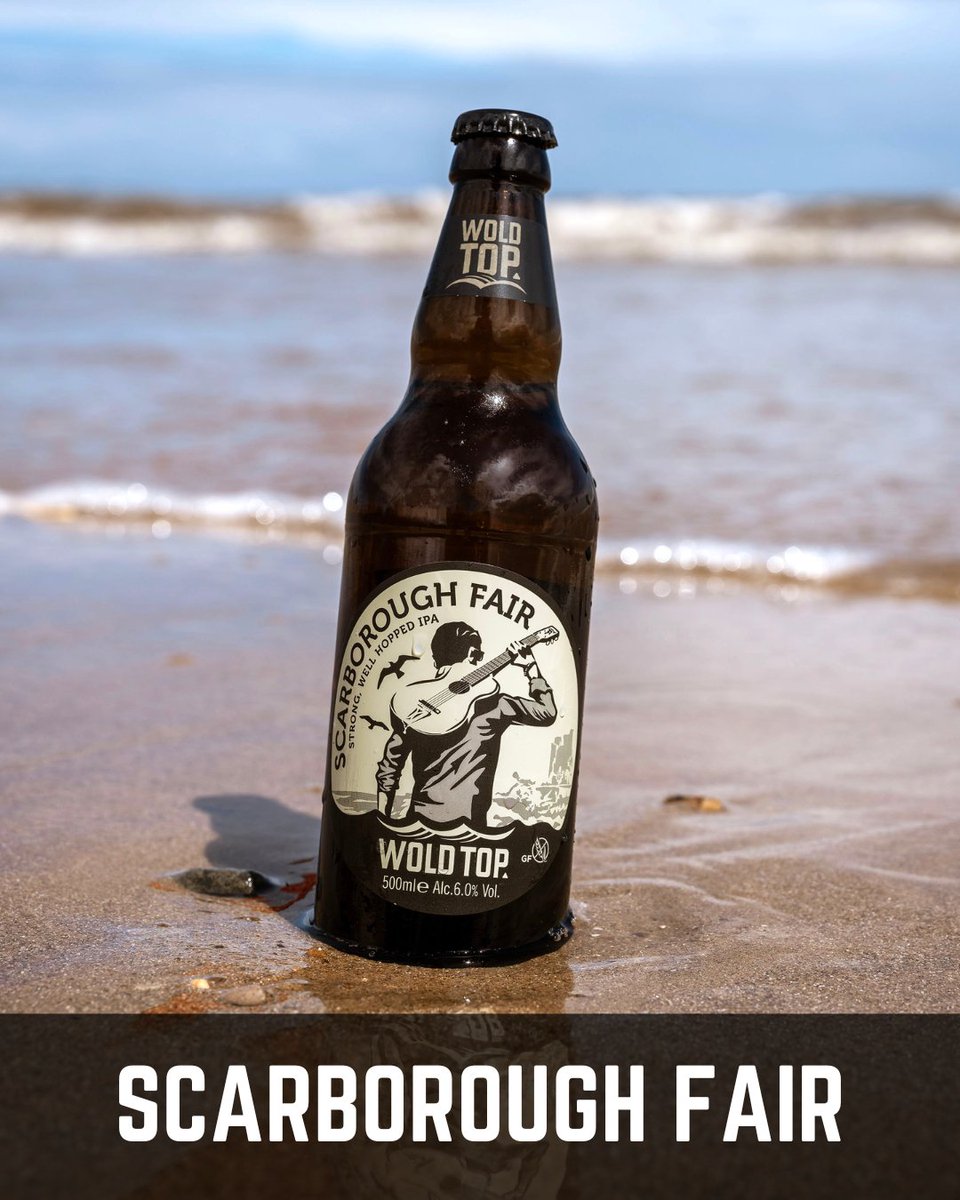 Souvenir shopping? Take home Scarborough Fair—our bestselling British-style IPA. Lightly toasted malts &amp; zingy citrus hops = perfect with a curry or solo sipping. A true taste of Yorkshire! 🌊 Buy now: bit.ly/WTSFIPA #ScarboroughFairIPA #TasteOfYourTrip #WoldTopSouvenir