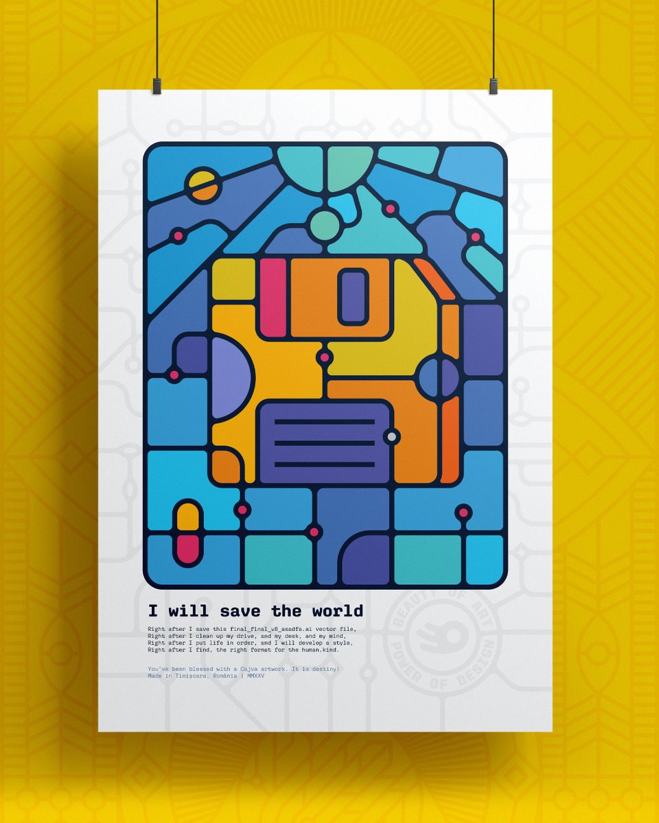 cajvaman's tweet photo. Right after I save this final_final_v8_asadfa.ai vector file,
Right after I clean up my drive, and my desk, and my mind . . .
https://t.co/mrdz6JHPeM
The floppy disk lives on in our hands, as a symbol for saving.
#saveas #floppydisklove #retrodesign #digitalnostalgia #cajva https://t.co/1I2G2yPmv0