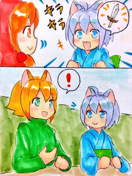 【エミル&チトセ&サツキ】⑤〜⑧

エミルとチトセの家族の設定
王都旅行・寺子屋等、いろいろとお話を広げる為のフラグを立てました🚩
#イラスト
#一次創作 
#四コマ 