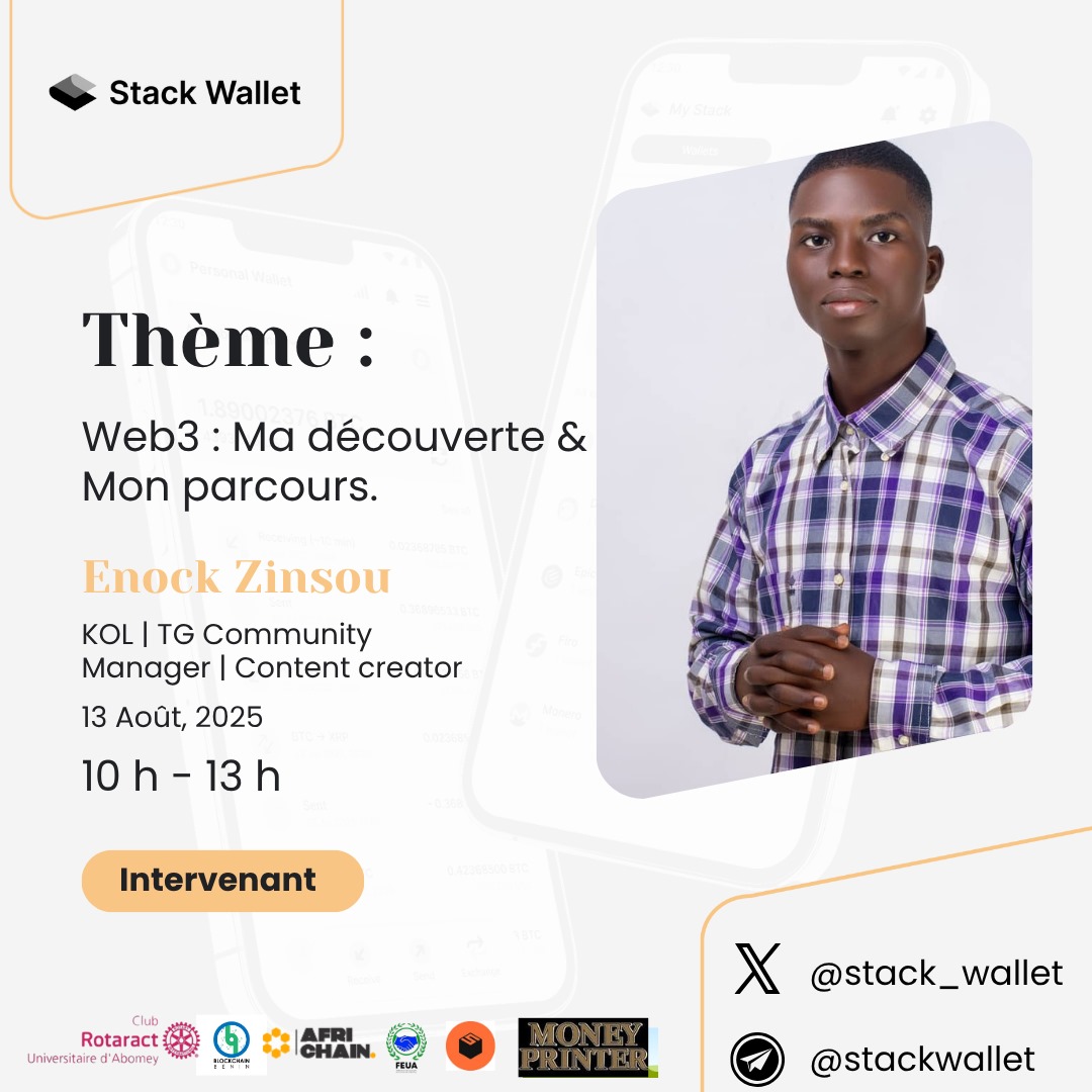 mercianoalia's tweet photo. Annonce d'intervenants :
Nous avons l'immense plaisir de vous annoncer l'un de nos merveilleux intervenants : @0x_Enock.
Thème : Web3: Ma découverte & mon parcours.
#Meetup_Stack_Wallet https://t.co/iFfCtPVAZl