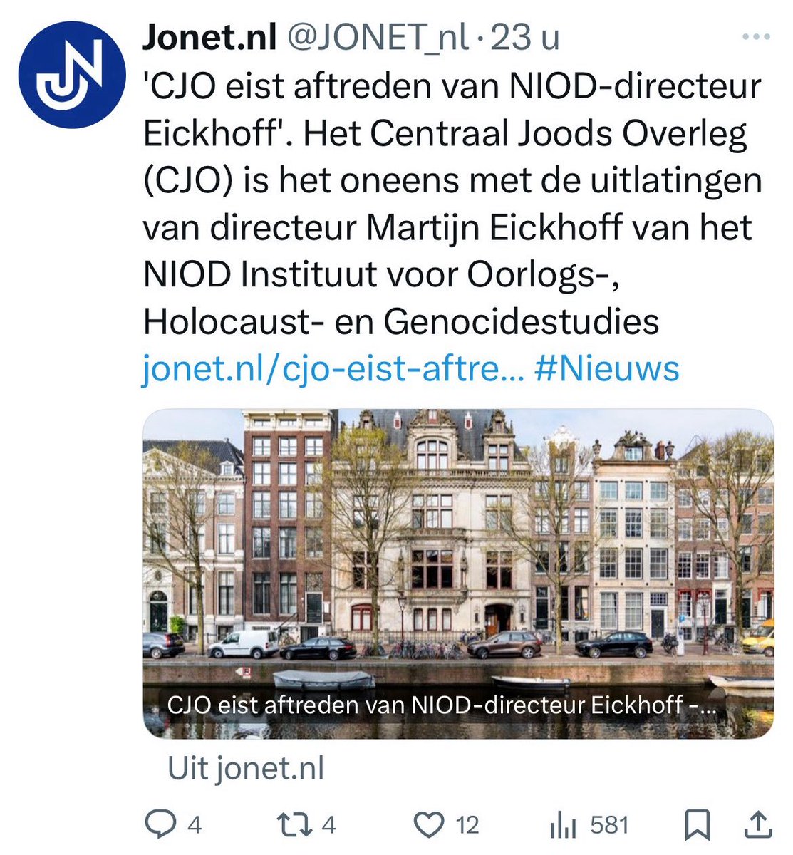 Radlab72's tweet photo. de Israel-lobby Polizei van het @CJO_NL al om het ontslag van de directeur van het #NIOD omdat de man zijn werk doet en de #genocide van #Apartheidisrael benoemt. 🤢🤮 https://t.co/9CCGgl4gwV