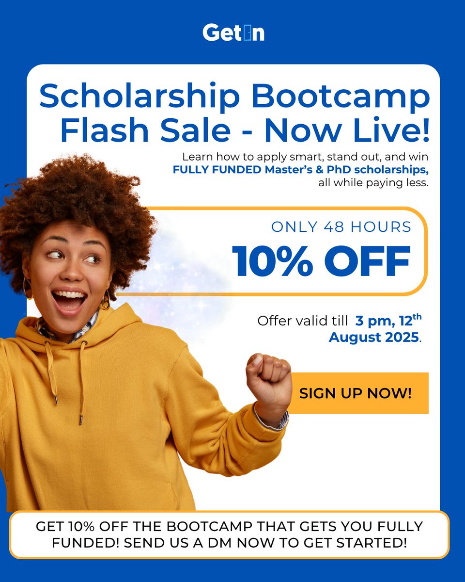 Save 10%. Secure Your Future. 

Offer ends Tuesday, August 12th, 2025 at exactly 3 PM WAT. After that, it goes back to the full price.

Seats are limited. The clock is ticking.
Secure your spot now, or watch others take it.

Send us a DM to join today.