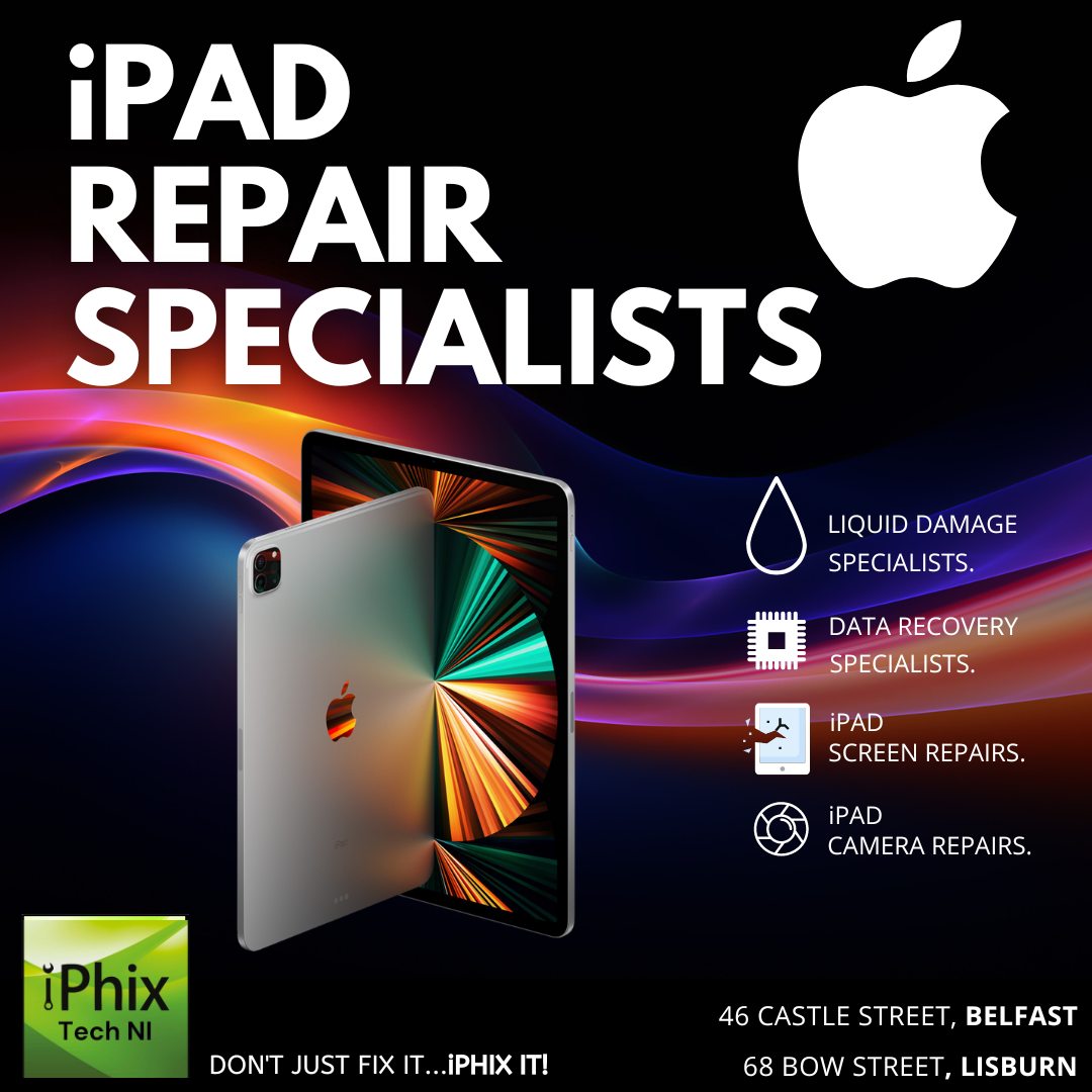 🔹 Are you frustrated with a cracked iPad screen or unresponsive touch?

🔹 Has your iPad's battery life become shorter than a TikTok video?

🔹 Do you long for a quick &amp; reliable fix for iPad-related issues?

iPhix Tech NI, are proud to be specialists for iPad repairs in Belfast