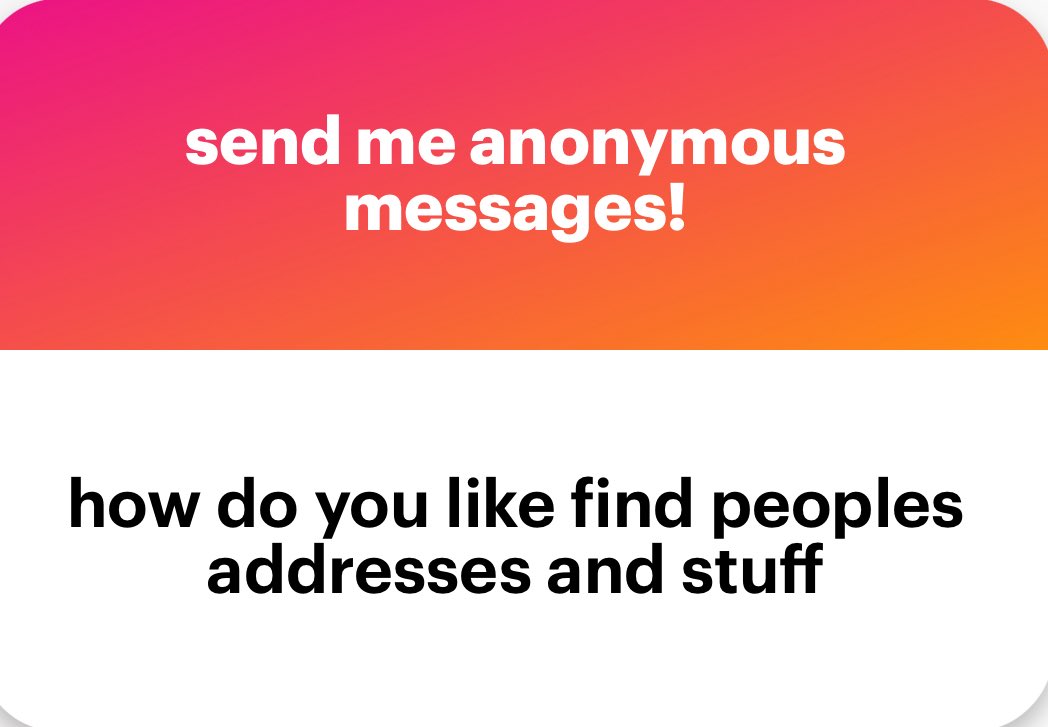 melanieeats's tweet photo. depending on who it is very easy 
if you have their first and last name + they are an adult it’s basically checkmate
but i mean i used to find addresses of random tiktokers and ppl from my school just for funzies https://t.co/PVBxATX07V