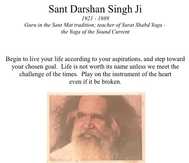 mysticpoetry's tweet photo. Begin to live your life according to your aspirations,
And step toward your chosen goal.
Life is not worth its name
Unless we meet the challenge of the times.
Play on the instrument of the heart
Even if it be broken."
#SantDarshanSingh
#poetry #mysticpoetry
#scienceofspirituality https://t.co/QZn7XqYU0m