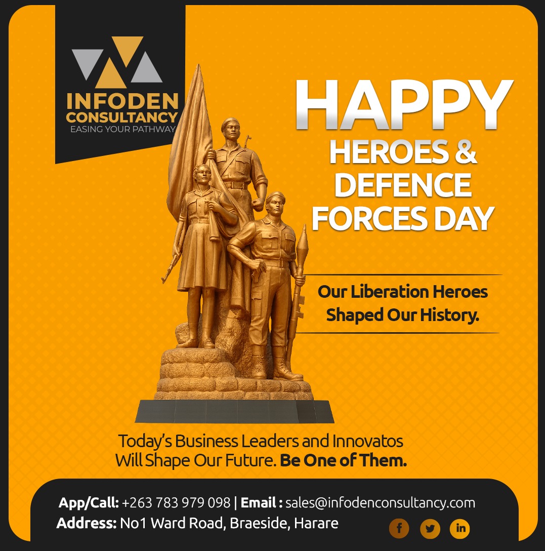 infoden263's tweet photo. HAPPY HEROES AND DEFENCE FORCES DAY!

Our Liberation Heroes Shaped Our History. Today's Business Leaders and Innovators Will Shape Our Future. BE ONE OF THEM. https://t.co/hVvjyhm4Yx