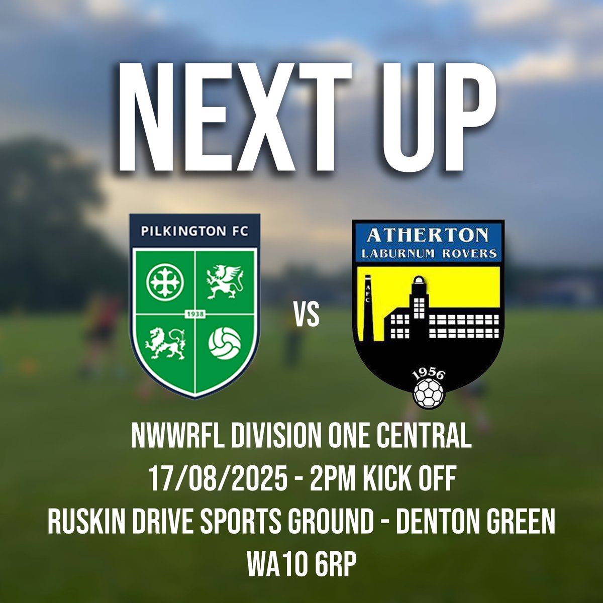 𝐍𝐄𝐗𝐓 𝐔𝐏: 𝐋𝐄𝐀𝐆𝐔𝐄 𝐎𝐏𝐄𝐍𝐄𝐑

Sunday sees us take on Pilkington FC as we open our league campaign.

🆚| Pilkington FC
🏆| NWWRFL Division One Central
🕑| 14:00
🏟️| Ruskin Drive Sports Ground
📍| WA10 6RP