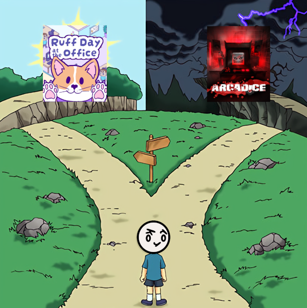 RotakoGames's tweet photo. Guys, is this a good idea? And which path would you take?

#indiedev #indiegame #gamedev https://t.co/L5X71TMzTT