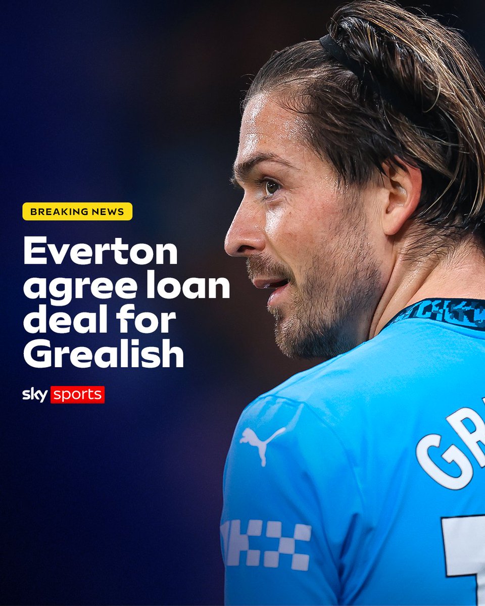SkySportsPL's tweet image. BREAKING: Everton have agreed a season-long loan deal with Man City for Jack Grealish 🚨