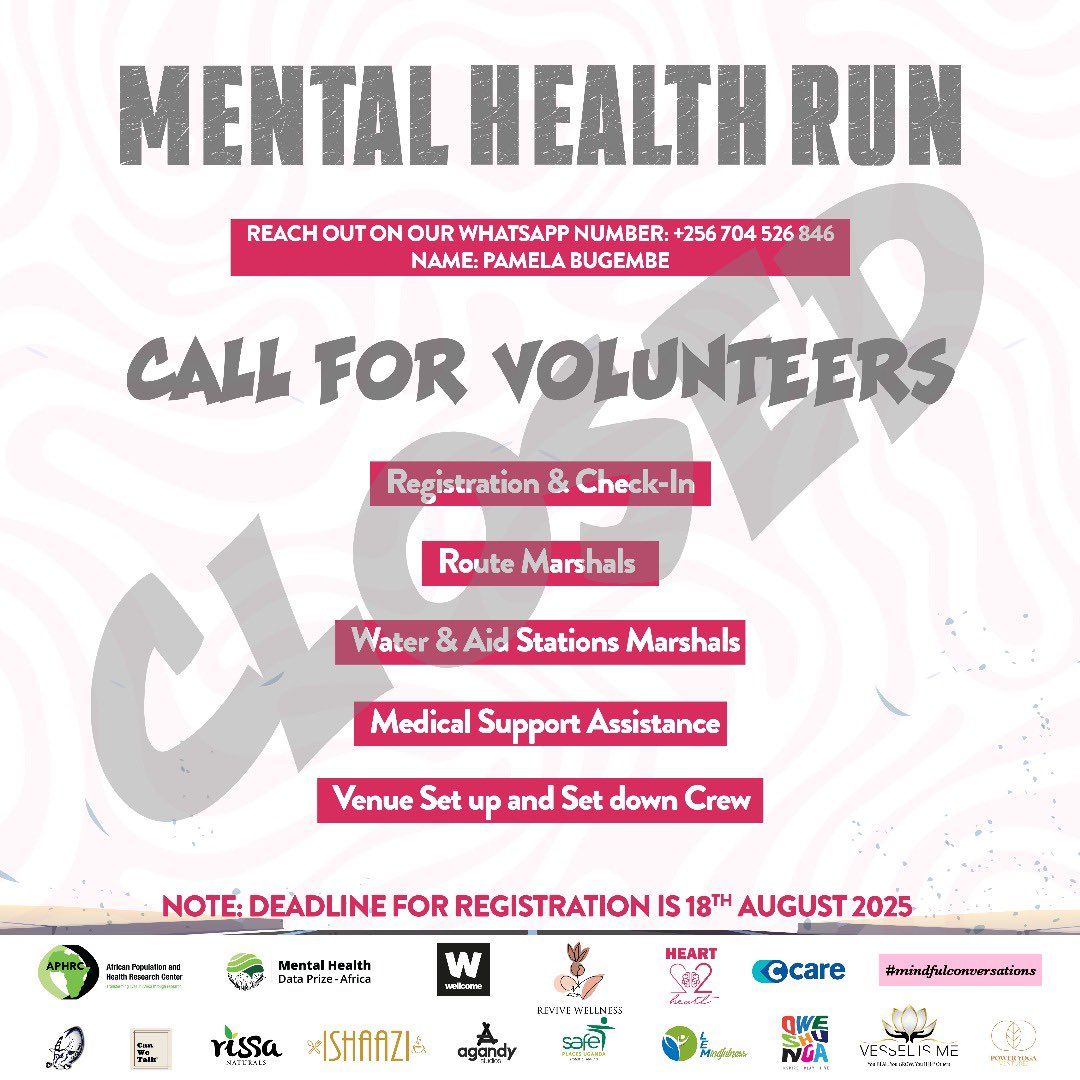 Thank you to everyone who signed up to support the Mental Health Run! 
We’re excited to share that all volunteer positions have now been filled. Your enthusiasm and commitment mean so much to us.

If you missed this round, don’t worry there will be more opportunities to get