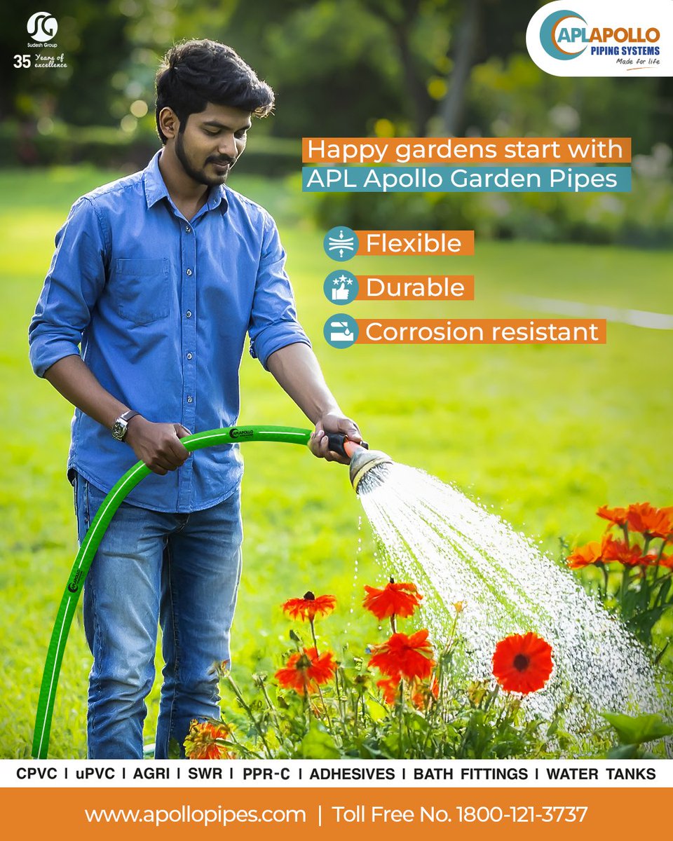 Create the space that you dreamt of - from pretty flowers to delicious fruits with the right watering partner: APL Apollo Garden Pipe! 🌱🌼😃

For more information on APL Apollo Garden Pipes, visit apollopipes.com/garden-pipes

#APLApollo #NeverCracksUnderPressure #GardenPipes