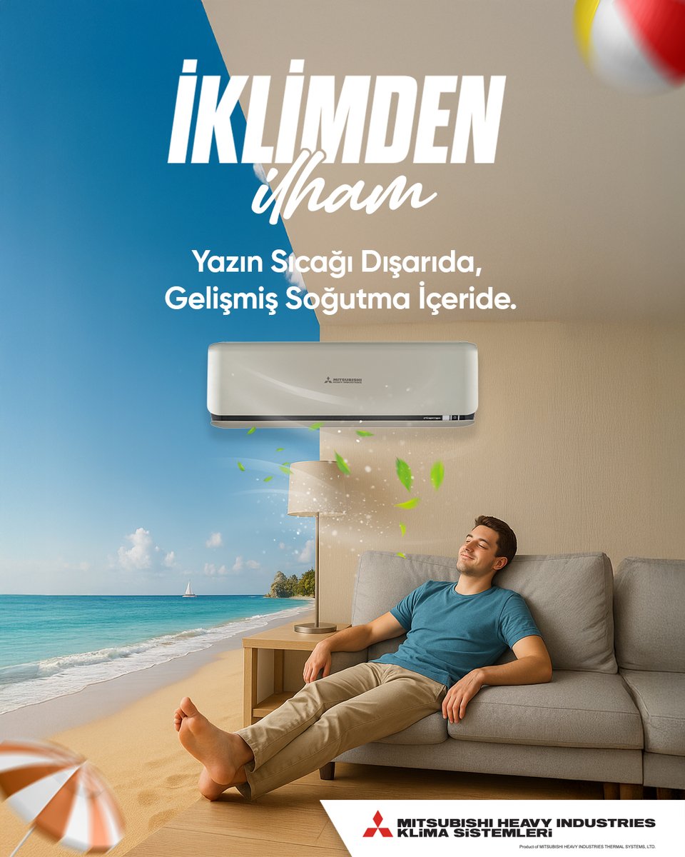 Yaz güneşi dışarıda parlasın, içeride sadece serinlik hissedilsin.

Mitsubishi Heavy Klima’nın Gelişmiş Soğutma Teknolojisi, sıcak hava dalgalarına karşı serin bir kaçış sunar.

Salonun ortasında deniz esintisi gibi bir ferahlık…

Konforun yaz hali artık çok daha güçlü.