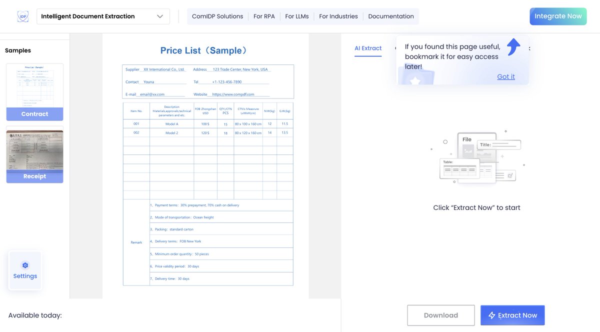 Tired of manually pulling data from your documents? Let ComIDP’s Intelligent Document Extraction do the heavy lifting for you.

🌐 Supports 80+ languages
🔄 Integrates with your ERP, CRM
⚙️ Adapts to your fields and formats

Try our online demo here: compdf.com/demo/idp/docum…