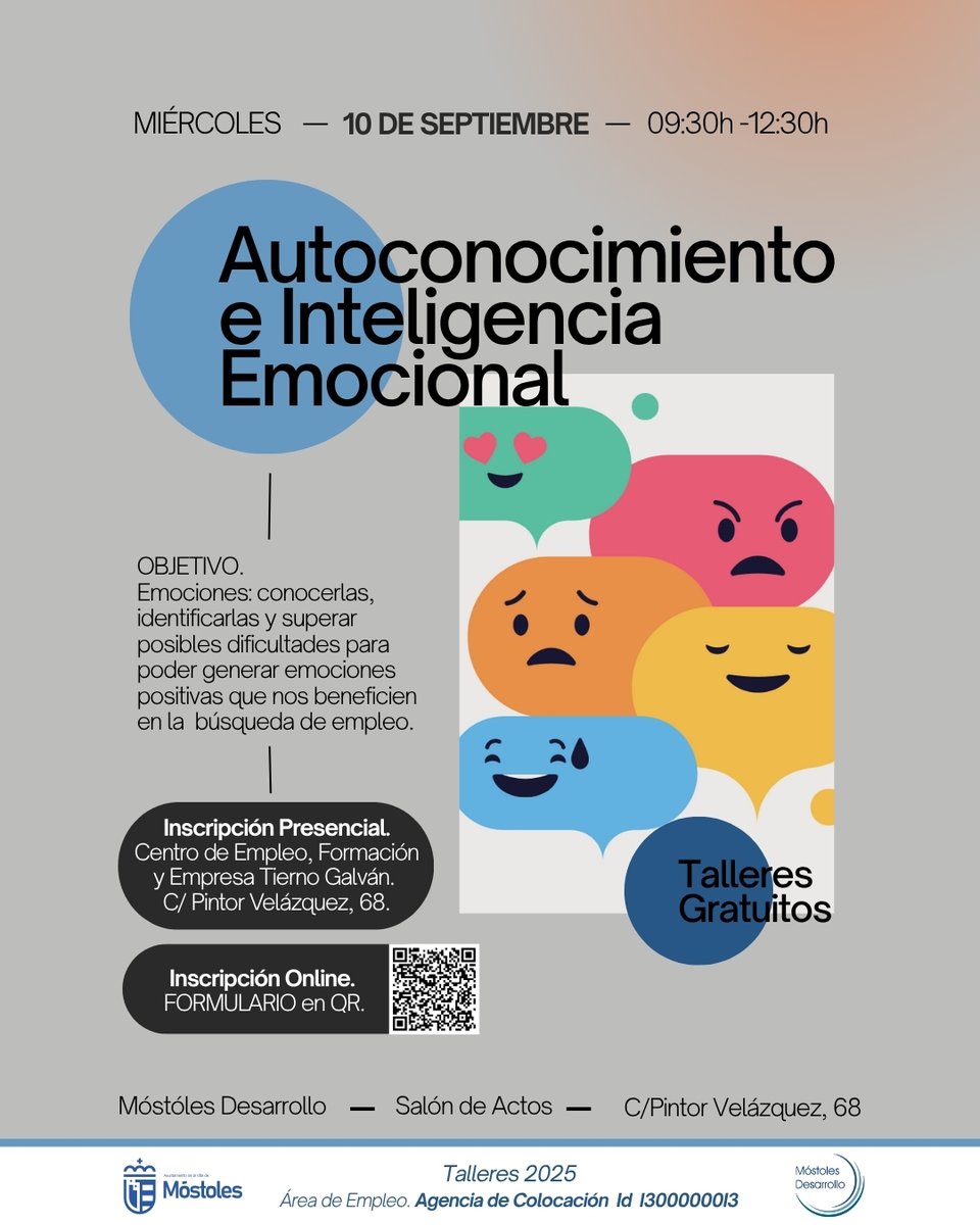 MÓSTOLES DESARROLLO (@mostdesarrollo) on Twitter photo ⏳¿Buscas #trabajo y quieres mejorar tus herramientas personales?
Taller #Autoconocimiento e #InteligenciaEmocional🧠🙂
🗓️10 sept.
🕤9:30 a 12:30h
📍C/ Pintor Velázquez 68 (Móstoles)
🔗Inscripciones tinyurl.com/7s2nnktx
📞 91 6853090
#Móstoles #Empleo <a href="/AytoMostoles/">Ayuntamiento de Móstoles</a> ⏳¿Buscas #trabajo y quieres mejorar tus herramientas personales?
Taller #Autoconocimiento e #InteligenciaEmocional🧠🙂
🗓️10 sept.
🕤9:30 a 12:30h
📍C/ Pintor Velázquez 68 (Móstoles)
🔗Inscripciones tinyurl.com/7s2nnktx
📞 91 6853090
#Móstoles #Empleo <a href="/AytoMostoles/">Ayuntamiento de Móstoles</a>