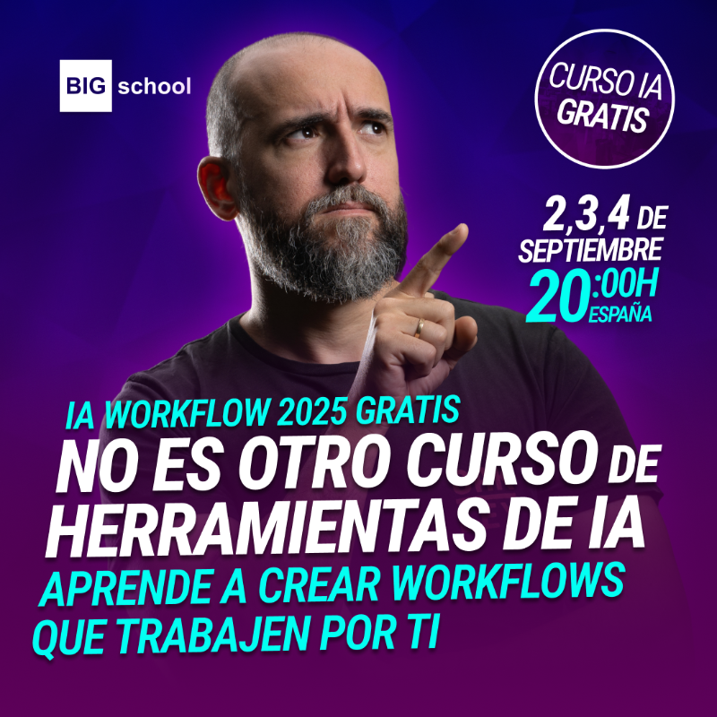 the_bigschool's tweet photo. Regístrate al IA Workflow (2,3 y 4 Sept) aprende sobre IA y cómo puede transformar tu carrera.