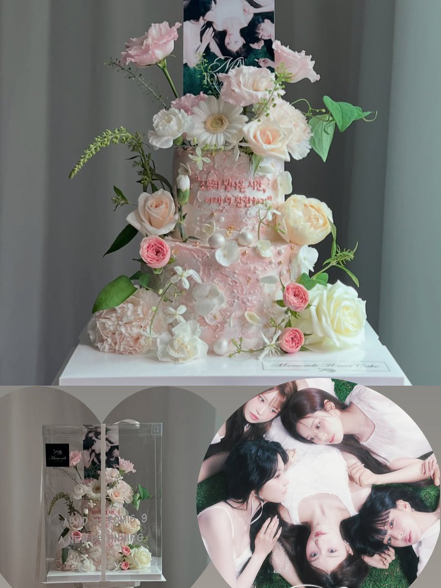 fiq_D_flover's tweet photo. The cake ordered by ASND to celebrate fromis_9's concert. It's so pretty 💕 https://t.co/2IUMaj5jZt