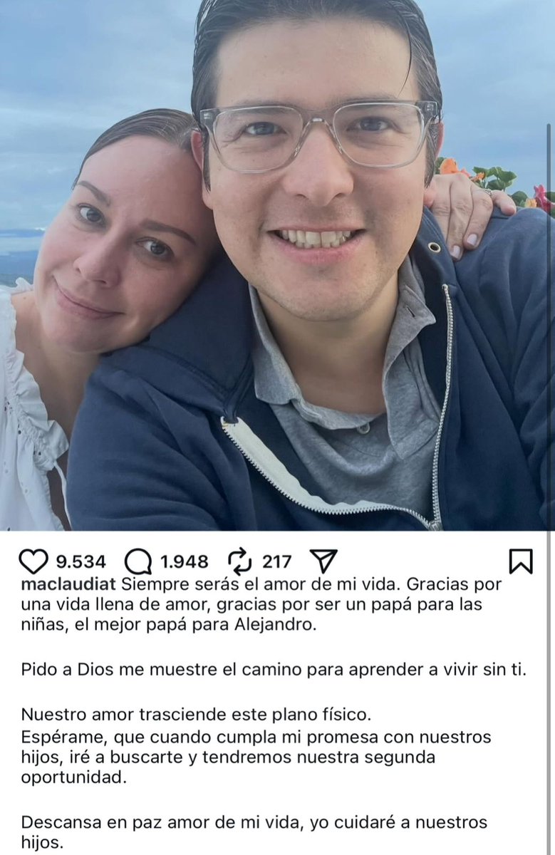 #NoticiaW | “Siempre serás el amor de mi vida. Gracias por una vida llena de amor, gracias por ser un papá para las niñas, el mejor papá para Alejandro. Pido a Dios me muestre el camino para aprender a vivir sin ti”: así se despidió María Claudia Tarazona de su esposo, el senador