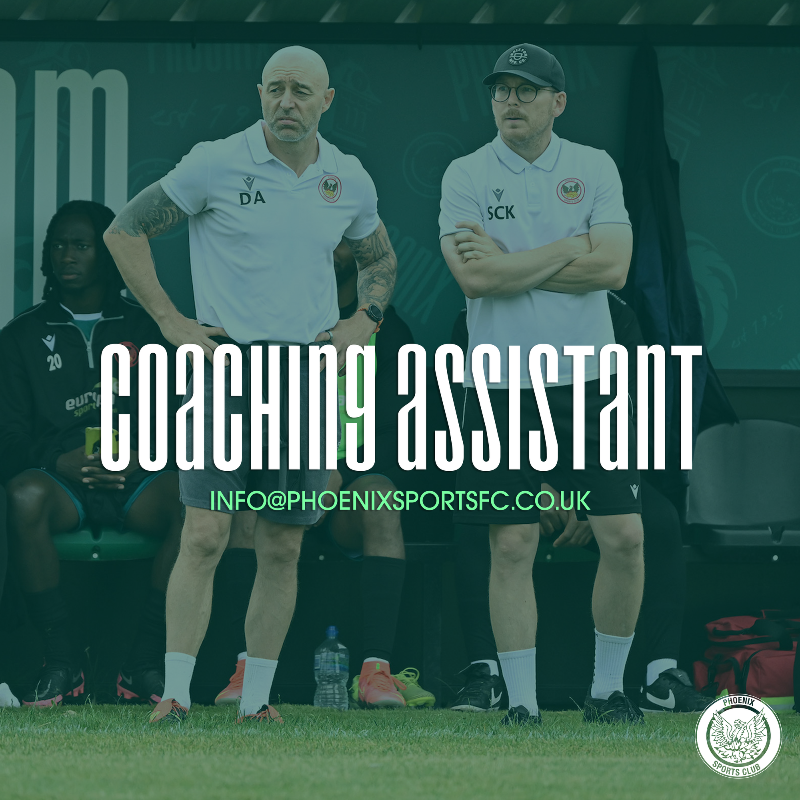 phoenixsportsfc's tweet photo. We’re on the hunt for three people to fill first-team roles at Phoenix.  🟢⚫️

🧢 Coaching assistant 
🧤 Goalkeeper Coach
 🧳 First-Team Kitman 

Be part of the Phoenix family, drop us a message or email:
Info@PhoenixSportsFC.co.uk 

#PhoenixSportsFC