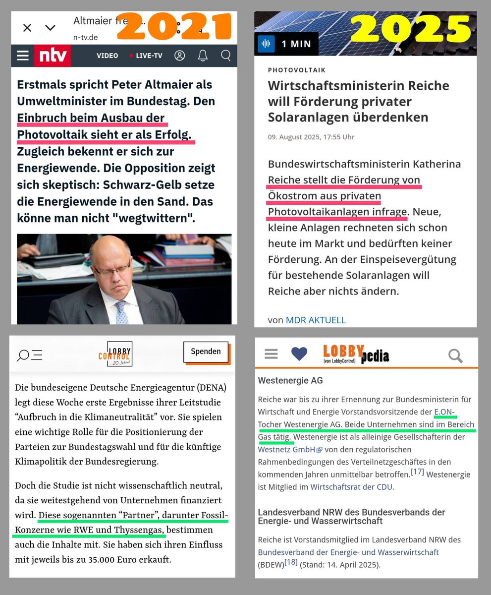 Man fühlt sich da ja gar nicht verarscht, oder <a href="/cducsubt/">CDU·CSU</a> ?
#Reiche
#Altmaier
Energiewende?