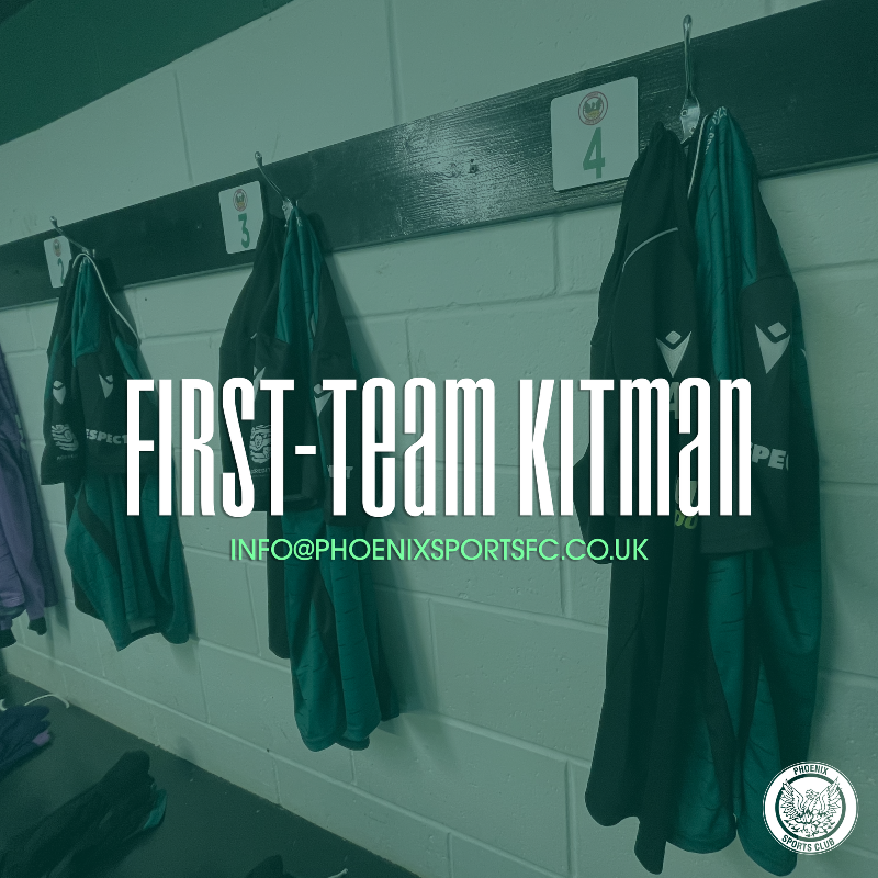 phoenixsportsfc's tweet photo. We’re on the hunt for three people to fill first-team roles at Phoenix.  🟢⚫️

🧢 Coaching assistant 
🧤 Goalkeeper Coach
 🧳 First-Team Kitman 

Be part of the Phoenix family, drop us a message or email:
Info@PhoenixSportsFC.co.uk 

#PhoenixSportsFC