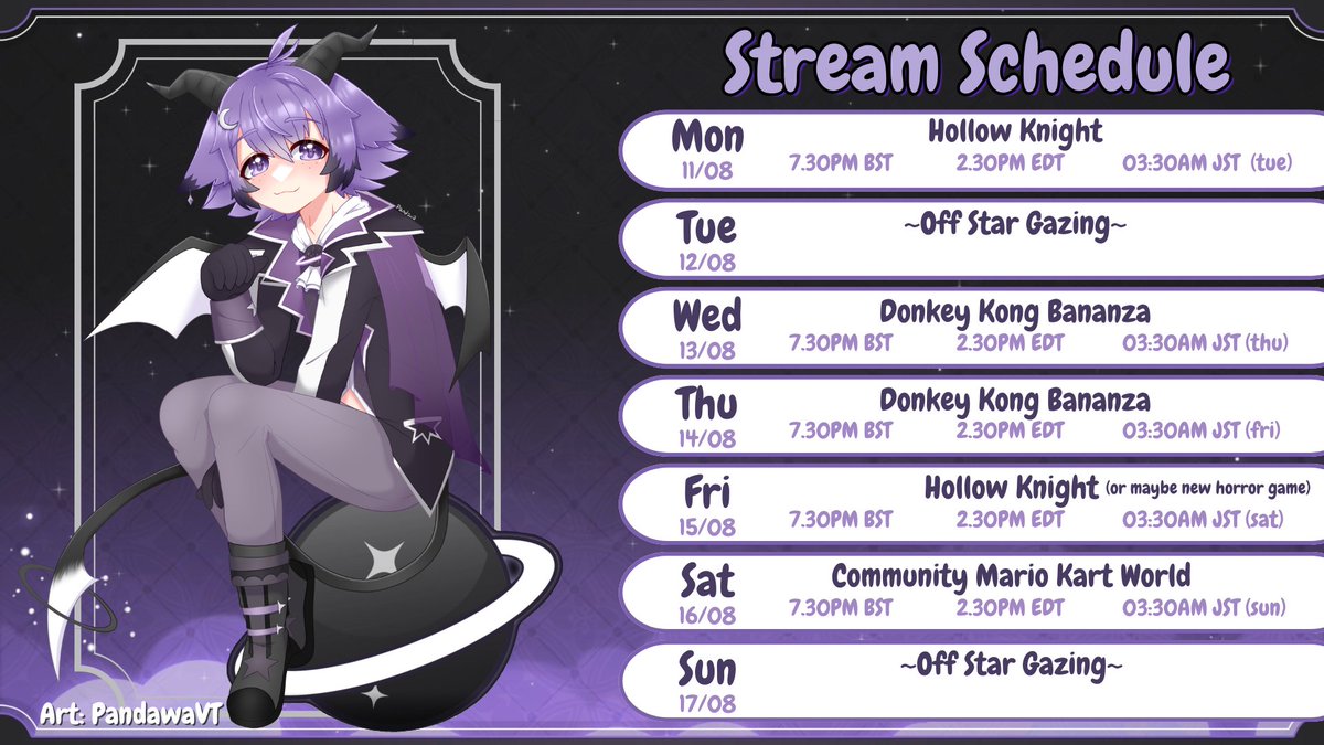 For the first time in forever, I have an actual stream schedule this week!! I will finally be giving Hollow Knight a go!!!
Come join us!! 💜