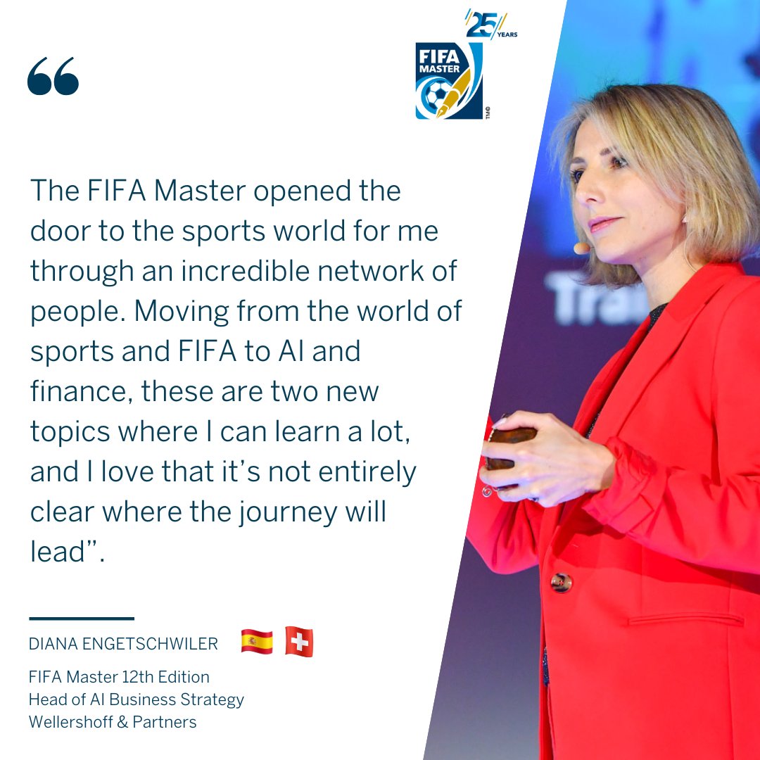 NEW 😍 FIFA Master 🎓'Where are they now?' 🤔 as we catch up with 2012 graduate 👩‍🎓 🚀 Diana Engetschwiler 🇪🇸 / 🇨🇭 who is now Head of AI Business Strategy, Wellershoff &amp; Partner 💼 👉 cies.ch/education/fifa… #AI #sportbusiness #FIFAMaster