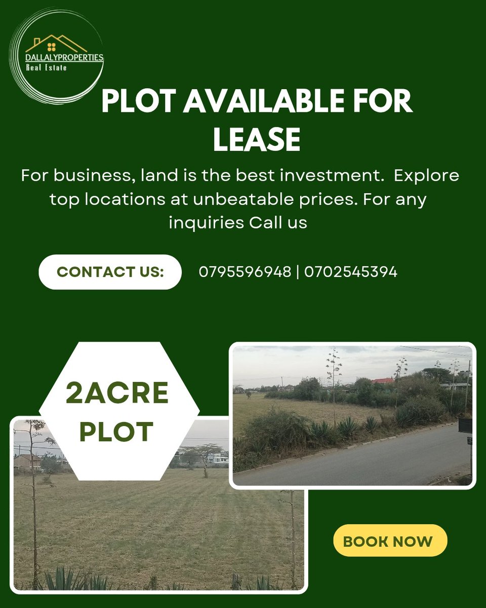 dallaly_95's tweet image. 🚨PLOTS FOR LEASE🚨
Expand your business with DallalyPropertiesLtd,,,by securing these Frontage Commercial Plots of 40 × 80 plots for business investment and a 2 Acre plot of land best for Energy hub/ Petrol station.
☎️Call or DM:0795596948 for more info/inquiry 
#propertyleasing