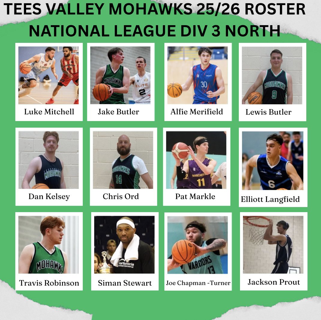 Squads set for mohawks 25/26 season. Will anyone else be signed before season starts. #proudtobeamohawk 
#basketballengland
#teesvalley