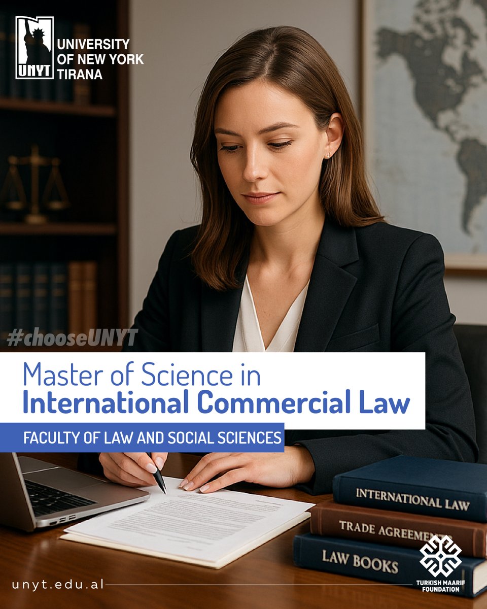 🎓 Ready to shape the future of international law?
At UNYT, the Master in International Commercial Law offers a global view on the EU &amp; Albania’s European integration. 🌍
⚖Your path to influence in global legal affairs starts here. 

#UNYT #IMU #MaarifAlbania