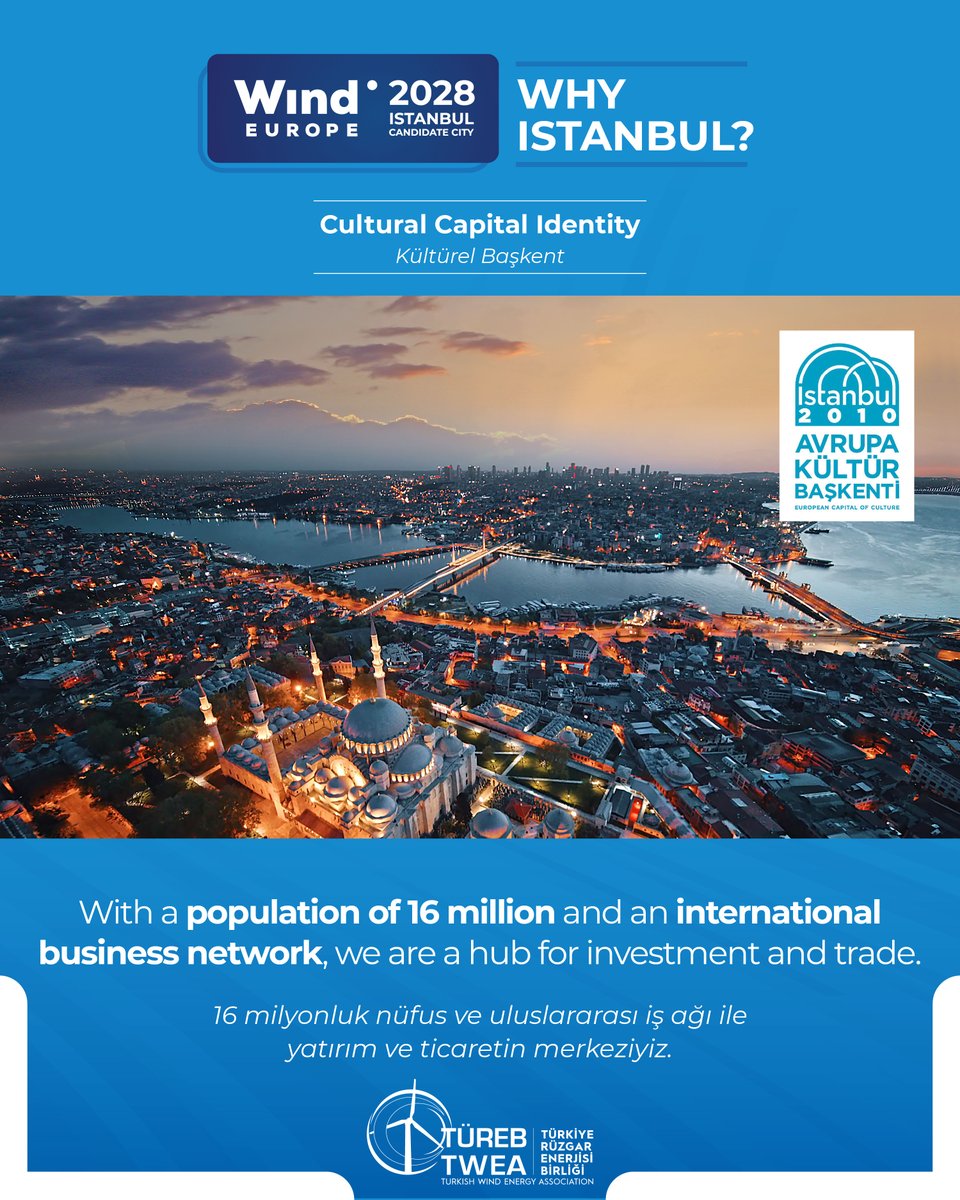TUREB_TWEA's tweet photo. 🏛️ Why Istanbul? | Part 3: Cultural Capital Identity

🌍 With a population of 16 million and a strong international business network, Istanbul stands at the heart of investment and trade.

🎪 Hosting over 100 international summits and fairs every year, the city is a true hub for https://t.co/HWsXdLjxkI